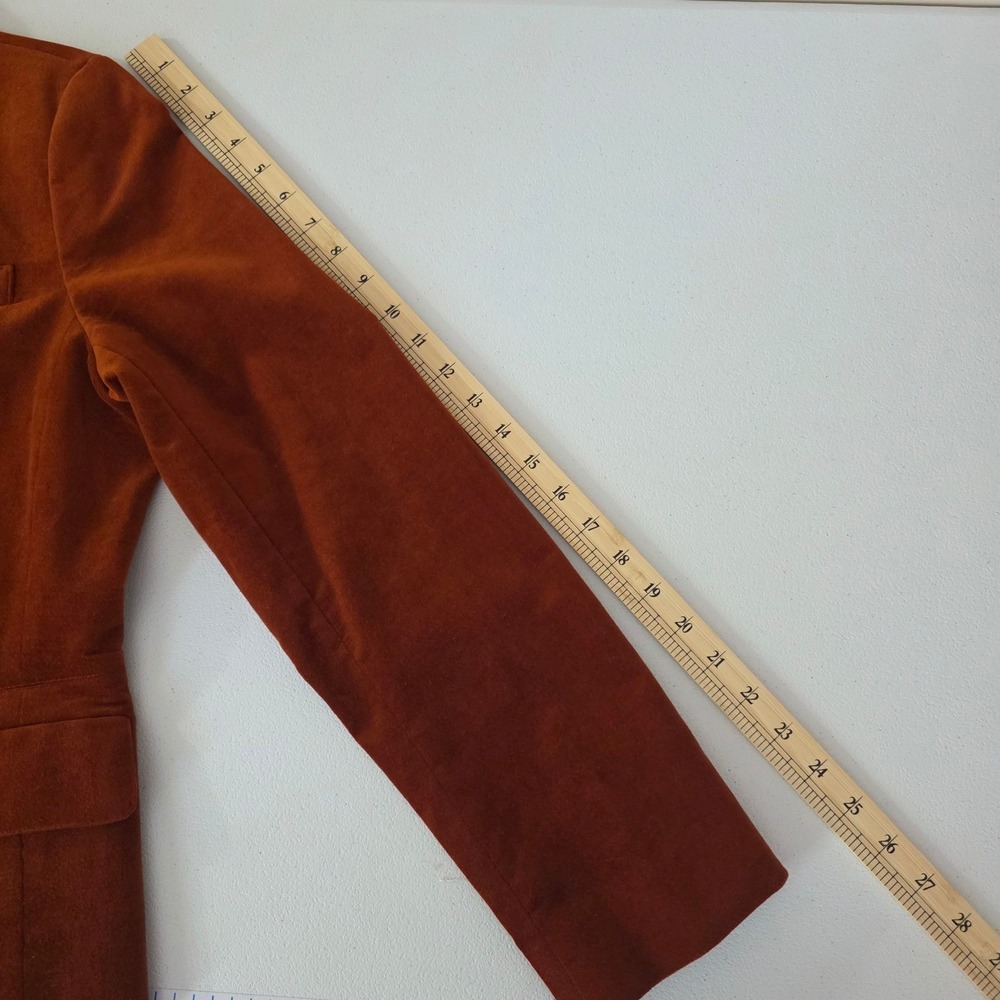 Talbots Blazer Women 14 Rust Orange Velvet Corduroy One Button Professional Fall - Picture 8 of 10